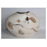 Artisan Decorative Ceramic Vase with Intricate Carvings