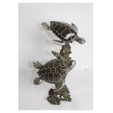 Decorative Sculpture of Turtle Trio on Coral