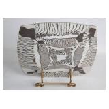 Decorative Ceramic Plate with Abstract Zebra Pattern Design