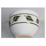 White Ceramic Planter Pot with Green Leaf Design