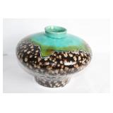 Unique Glazed Ceramic Vase with Abstract Design