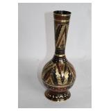 Vintage Brass and Enamel Vase with Intricate Patterns