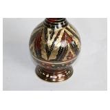 Vintage Brass and Enamel Vase with Intricate Patterns
