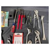 Assorted Hand Tool Collection with Ratcheting Wrench and Pliers