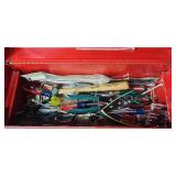 Red Metal Toolbox with Assorted Tools