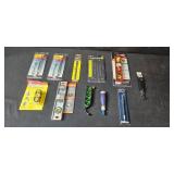 Collection of Hand Tools and Accessories Including Wrenches, Level, and Stud Finder