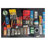 Comprehensive Tool Collection Including Drill Bits, Stainless Steel Washers, and Razor Blades