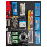 Comprehensive Tool Collection Including Drill Bits, Stainless Steel Washers, and Razor Blades