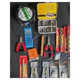 Comprehensive Tool Collection Including Drill Bits, Stainless Steel Washers, and Razor Blades