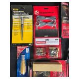 Collection of Mixed Hand Tools and Accessories including Screwdriver Set, Knife, and Siphon Pump