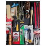 Collection of Mixed Hand Tools and Accessories including Screwdriver Set, Knife, and Siphon Pump