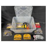 Safety Gear Collection Including Goggles, Ear Protection, and Pipe Clamp