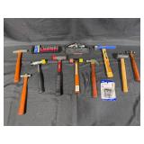 Assorted Collection of Hand Tools Including Hammers, Torque Wrench Attachments, and Pliers