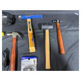 Assorted Collection of Hand Tools Including Hammers, Torque Wrench Attachments, and Pliers
