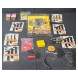 Mixed Lot of Home Improvement Items Including Utility Hooks and Measuring Tools