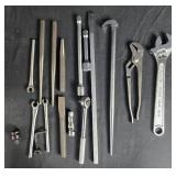 Mixed Lot of Hand Tools Including Wrench, Pliers, and Socket Set