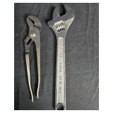 Mixed Lot of Hand Tools Including Wrench, Pliers, and Socket Set