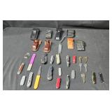 Large Lot of Multi-Purpose Pocket Knives and Knife Sheaths