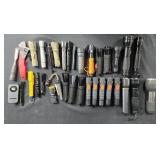 Large Lot of Various Flashlights - Some with Cases