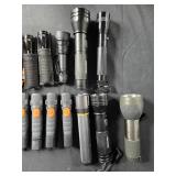 Large Lot of Various Flashlights - Some with Cases