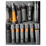 Large Lot of Various Flashlights - Some with Cases