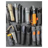 Large Lot of Various Flashlights - Some with Cases