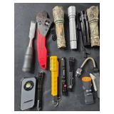 Large Lot of Various Flashlights - Some with Cases