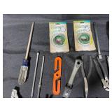 Large Collection of Various Hand Tools with Storage Bin