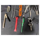 Large Collection of Various Hand Tools with Storage Bin