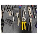 Large Collection of Various Hand Tools with Storage Bin