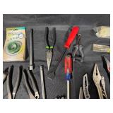 Large Collection of Various Hand Tools with Storage Bin