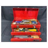 Lumidor Red Metal Toolbox with Assorted Hand Tools