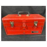 Lumidor Red Metal Toolbox with Assorted Hand Tools
