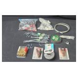 Assorted Hardware and Fasteners Set with Hooks, Rivets, and Cable