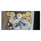 Variety of Plumbing Supplies with Funnels and Container Cap Lids