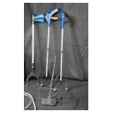 Home Essentials Lot: Brass Tone Lamp, Lantern, Grabbers, and Power Strips