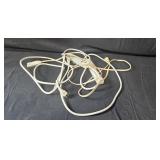 Home Essentials Lot: Brass Tone Lamp, Lantern, Grabbers, and Power Strips