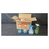Assorted Household Cleaning Supplies with Spray Bottles ?