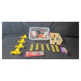 Collection of Hand Tools, Storage Bins, and Casters Set