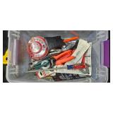 Collection of Hand Tools, Storage Bins, and Casters Set