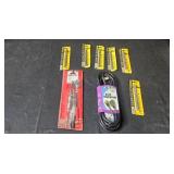 Collection of Hand Tools, Storage Bins, and Casters Set