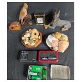 Mixed Collectibles Lot: Radios, Shells, Clock, Dog Figurine & More