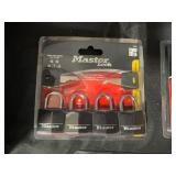Collection of Master Lock Padlocks and Storage Case