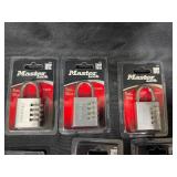 Collection of Master Lock Padlocks and Storage Case