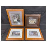 Set of 4 Framed Wildlife Art Prints