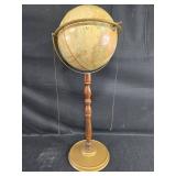 Vintage Replogle Standing Globe with Wooden Pedestal