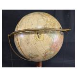 Vintage Replogle Standing Globe with Wooden Pedestal