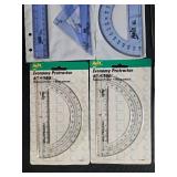 Collection of Drafting Tools including Vernier Caliper and Protractor