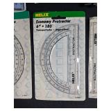 Collection of Drafting Tools including Vernier Caliper and Protractor