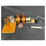 Eclectic Collection: Vintage Globe Bookends, Wooden Tray and Other Home Decor Items